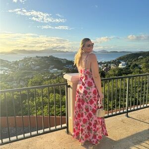 Chic Pink Floral Maxi Dress